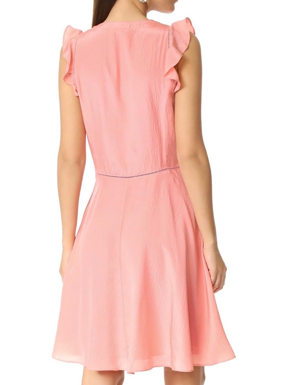 Rebecca Taylor A-Line Silk Sleeveless Ruffled Dress In Peach - Picture 6 of 12